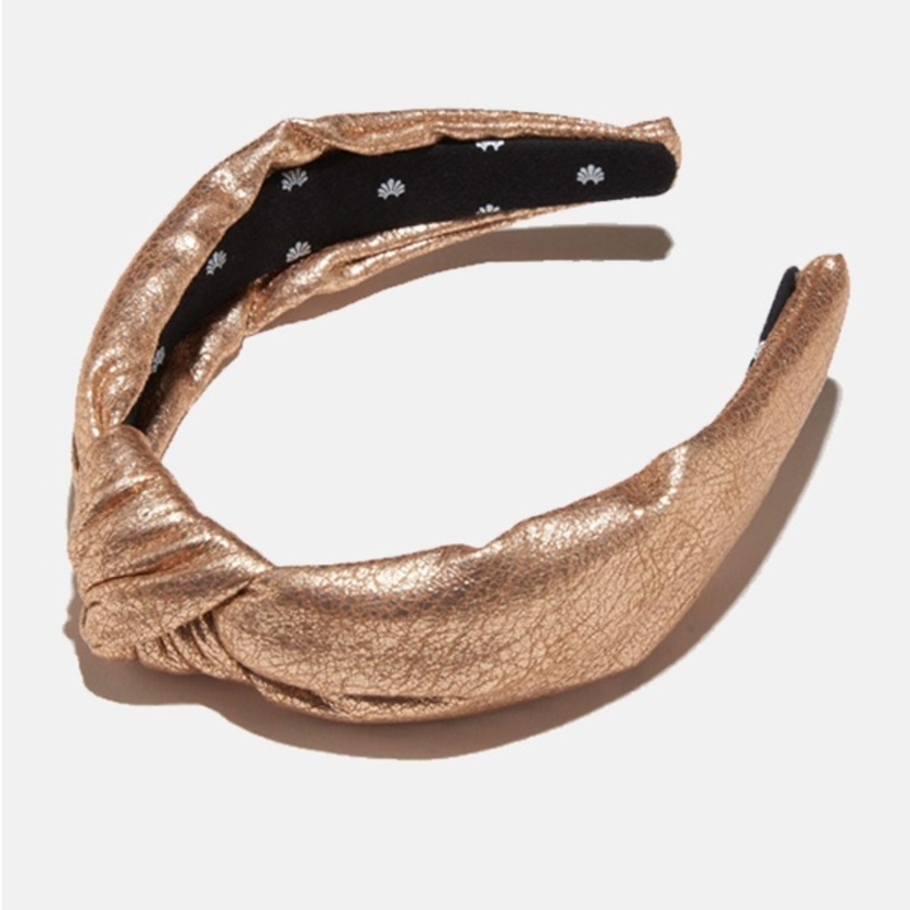 Lele Sadoughi rose gold faux leather knot headband with dust bag - barely worn